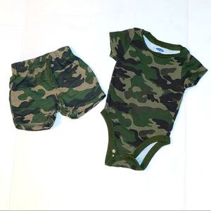 4/$20 Old Navy Army Camouflage Onesie Short Set